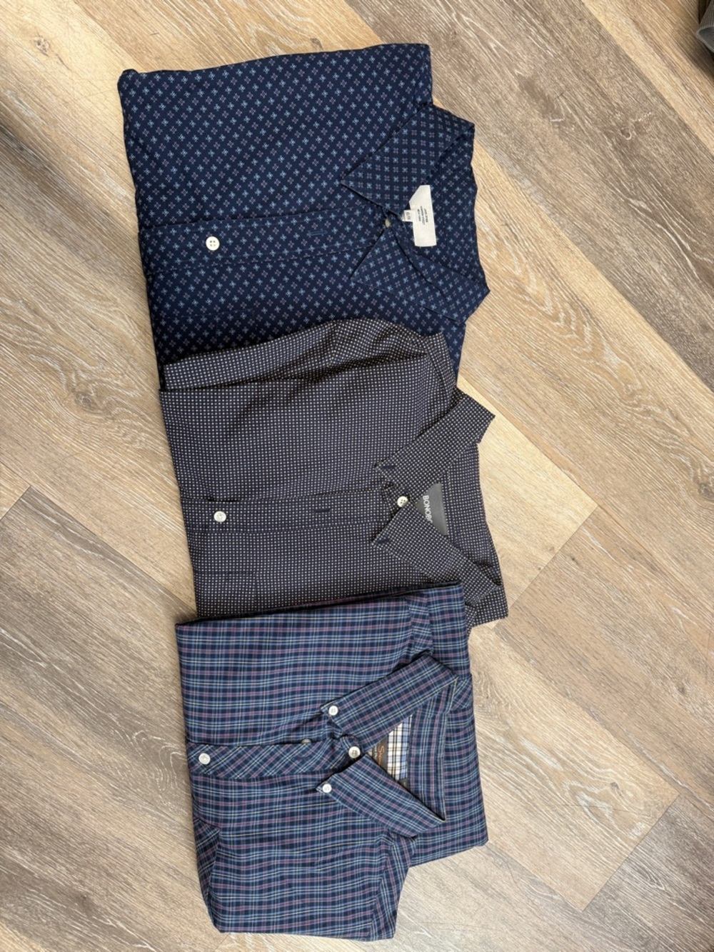 Jack Spade Men's Navy Patterned Button-Down Shirt, Size XL
